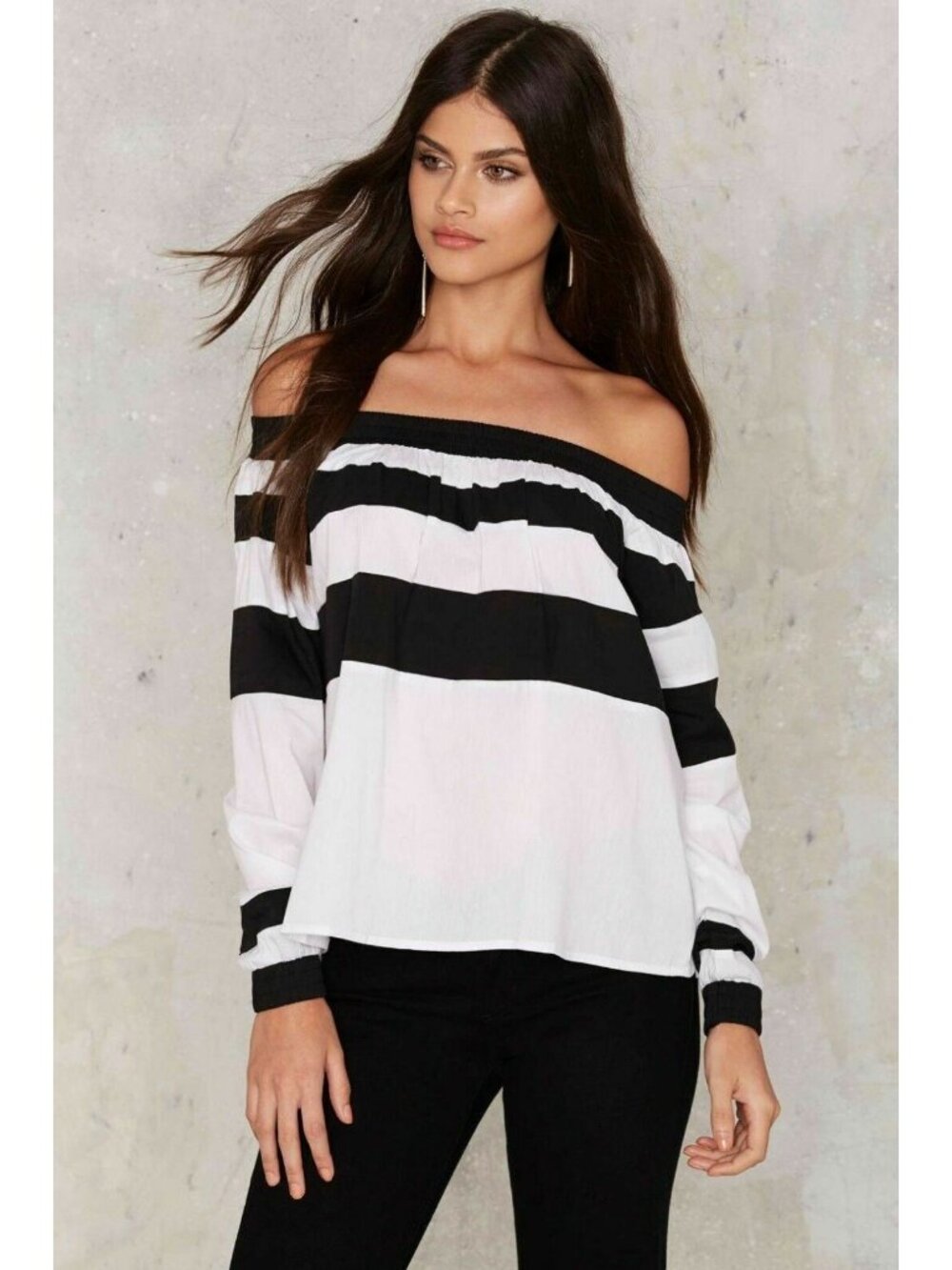 Love + Harmony Nasty Gal Off Shoulder Striped Top Down the Line Women’s S NWOT